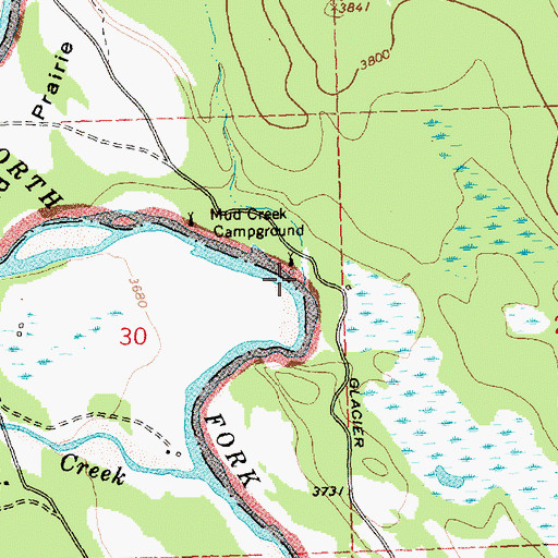 Topographic Map of Mud Creek, MT