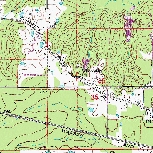Topographic Map of Willoughby Baptist Church, AR