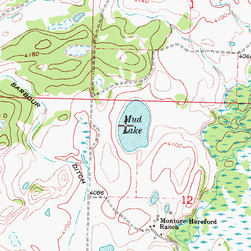 Topographic Map of Mud Lake, MT