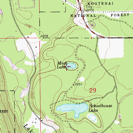 Topographic Map of Mud Lake, MT