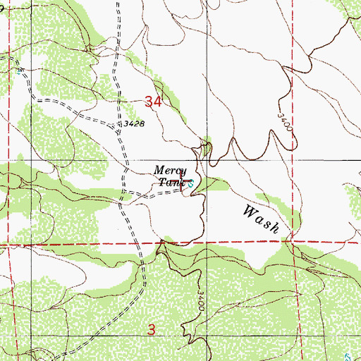 Topographic Map of Mercy Tank, AZ