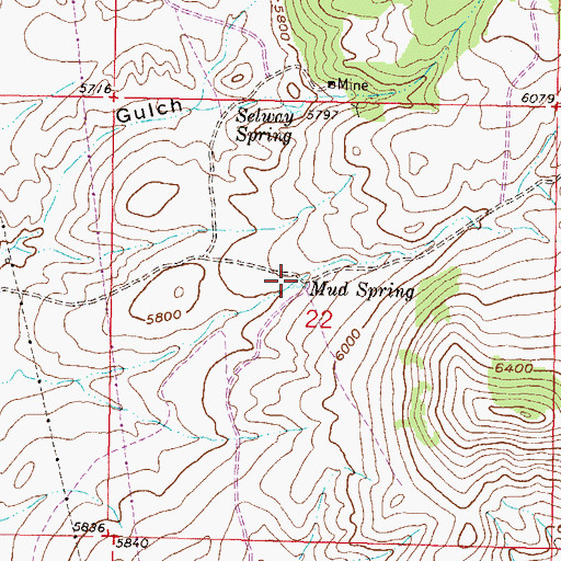 Topographic Map of Mud Spring, MT