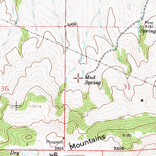 Topographic Map of Mud Spring, MT