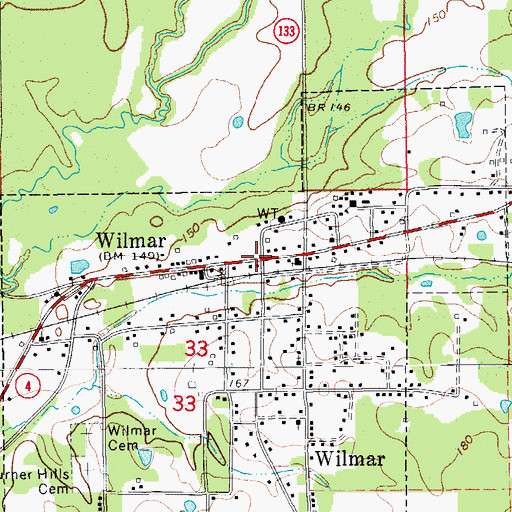 Topographic Map of Wilmar, AR
