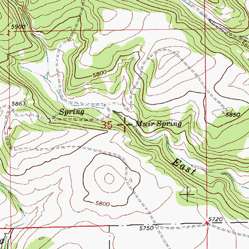 Topographic Map of Muir Spring, MT
