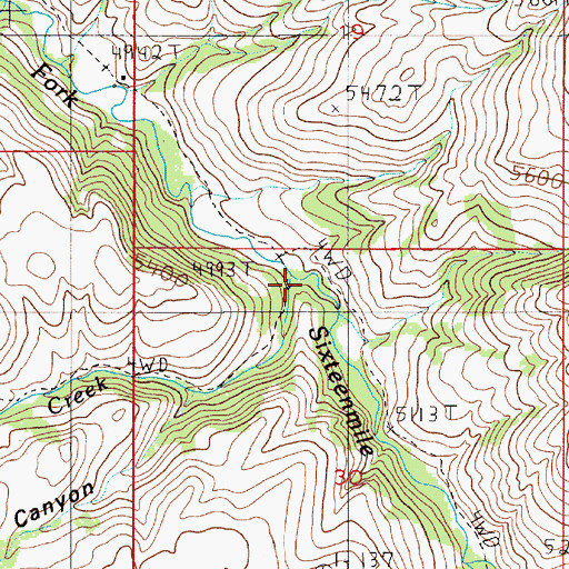 Topographic Map of Mule Creek, MT