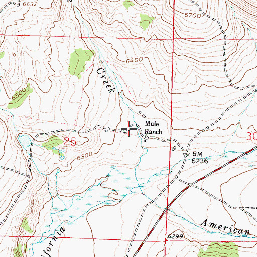 Topographic Map of Mule Ranch, MT