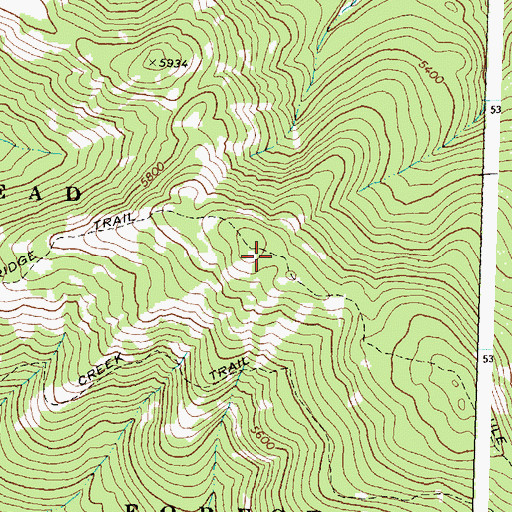 Topographic Map of Mule Ridge Trail, MT