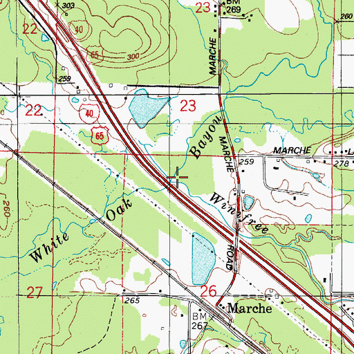 Topographic Map of Winifree Creek, AR