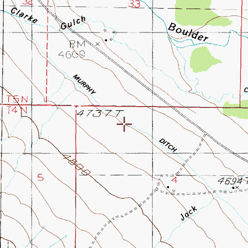 Topographic Map of Carey-Twohy Ditch, MT
