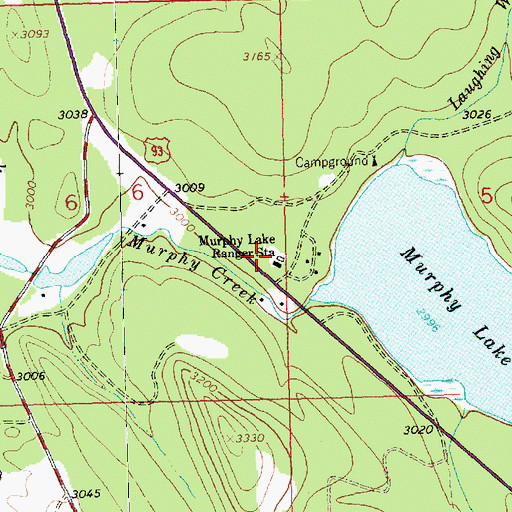 Topographic Map of Murphy Lake Ranger Station, MT