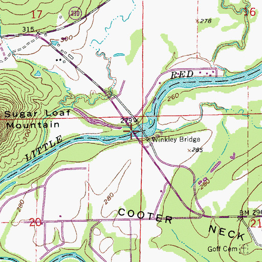 Topographic Map of Winkley Bridge, AR
