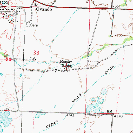 Topographic Map of Murphy Ranch, MT