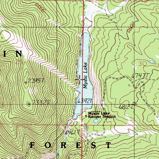 Topographic Map of Mystic Lake, MT