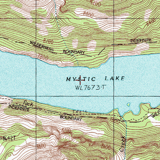 Topographic Map of Mystic Lake, MT