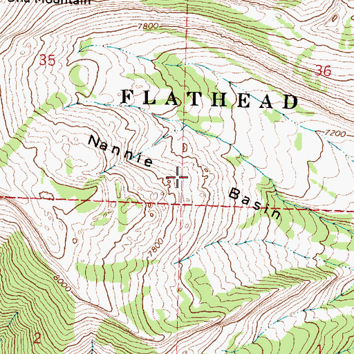 Topographic Map of Nannie Basin, MT