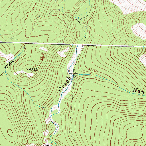 Topographic Map of Nanny Creek, MT