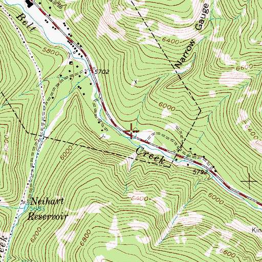 Topographic Map of Narrow Gauge Gulch, MT