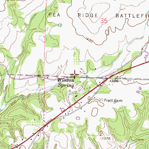 Topographic Map of Winton Spring, AR
