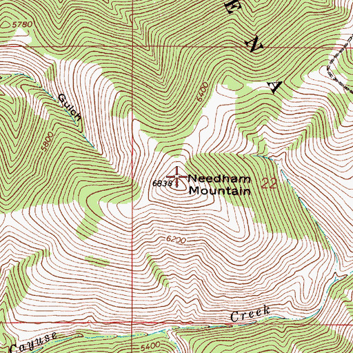 Topographic Map of Needham Mountain, MT