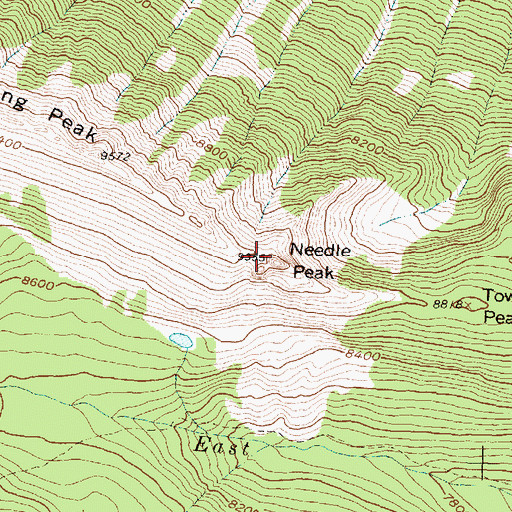 Topographic Map of Needle Peak, MT