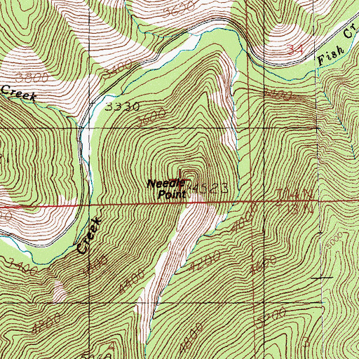 Topographic Map of Needle Point, MT