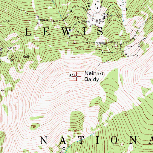 Topographic Map of Neihart Baldy, MT