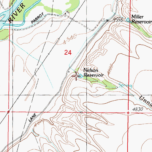 Topographic Map of Nelson Reservoir, MT