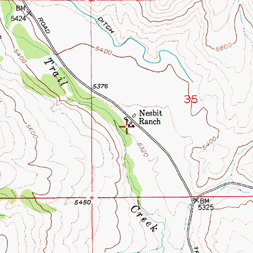 Topographic Map of Nesbit Ranch, MT