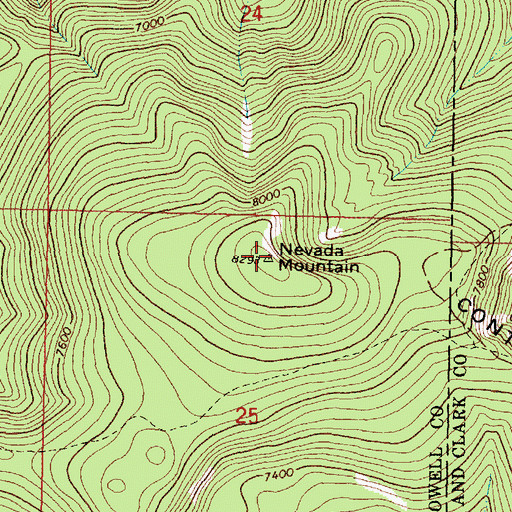 Topographic Map of Nevada Mountain, MT