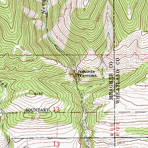 Topographic Map of Nevada Narrows, MT