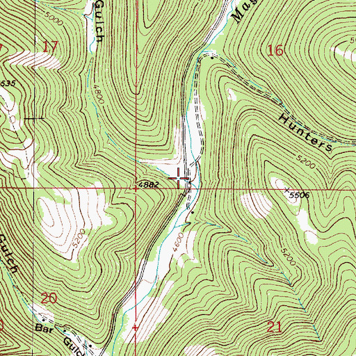 Topographic Map of Never Sweat Gulch, MT