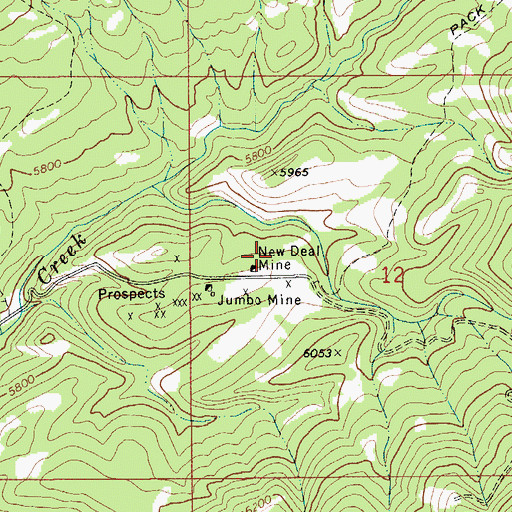 Topographic Map of New Deal Mine, MT