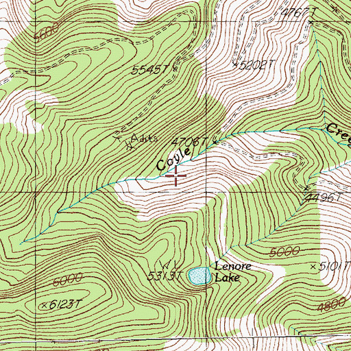 Topographic Map of New Lenore Mine, MT
