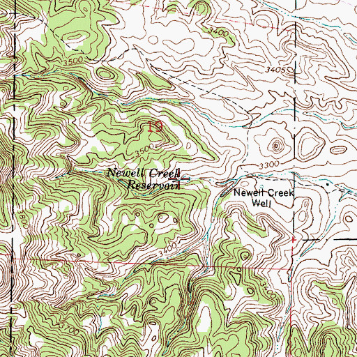 Topographic Map of Newell Creek Reservoir, MT