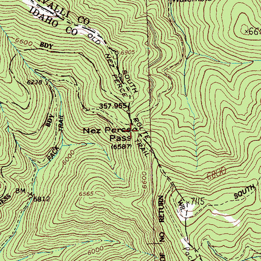 Topographic Map of Nez Perce Pass, MT
