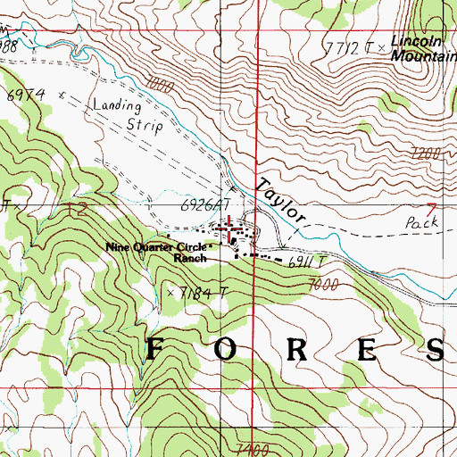 Topographic Map of Nine Quarter Circle Ranch, MT