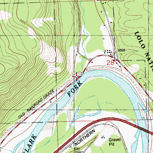 Topographic Map of Ninemile Creek, MT