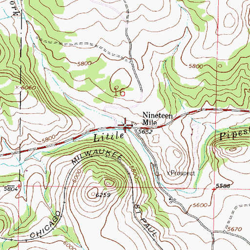 Topographic Map of Nineteen Mile, MT