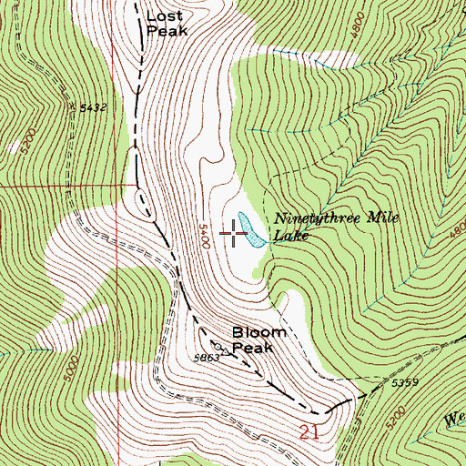 Topographic Map of Ninetythree Mile Lake, MT