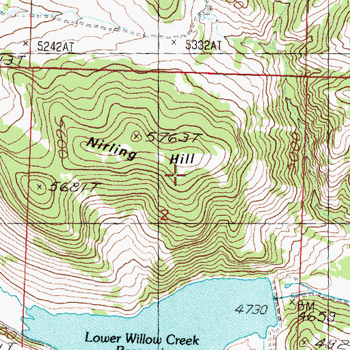 Topographic Map of Nirling Hill, MT