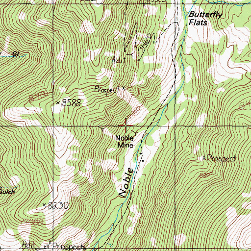 Topographic Map of Noble Mine, MT
