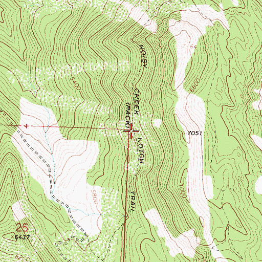 Topographic Map of Noisy Creek Notch Trail, MT