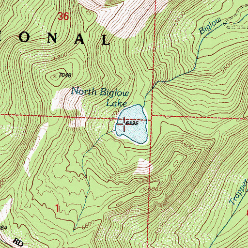 Topographic Map of North Biglow Lake, MT