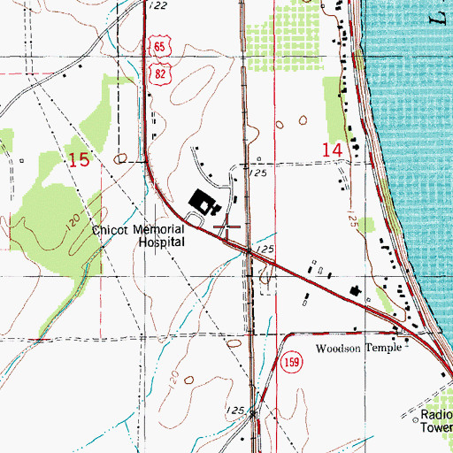 Topographic Map of Woodson Temple, AR