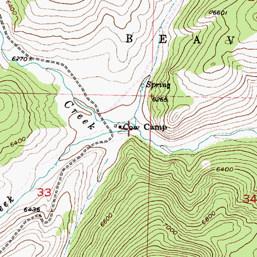 Topographic Map of North Creek, MT