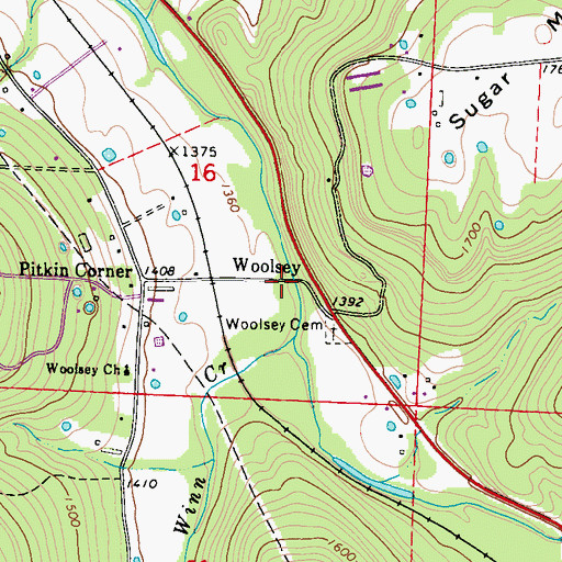 Topographic Map of Woolsey, AR