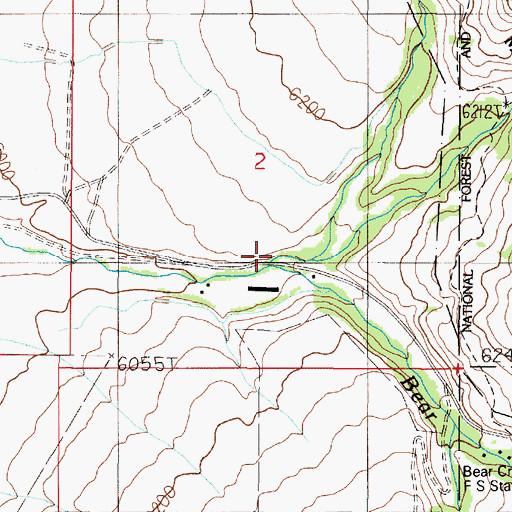 Topographic Map of North Fork Bear Creek, MT