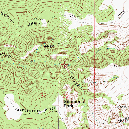 Topographic Map of North Fork Bear Gulch, MT