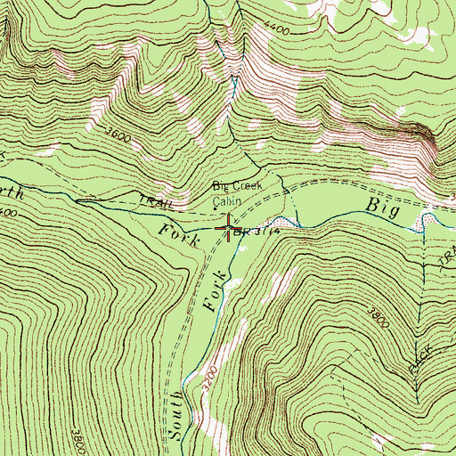 Topographic Map of North Fork Big Creek, MT